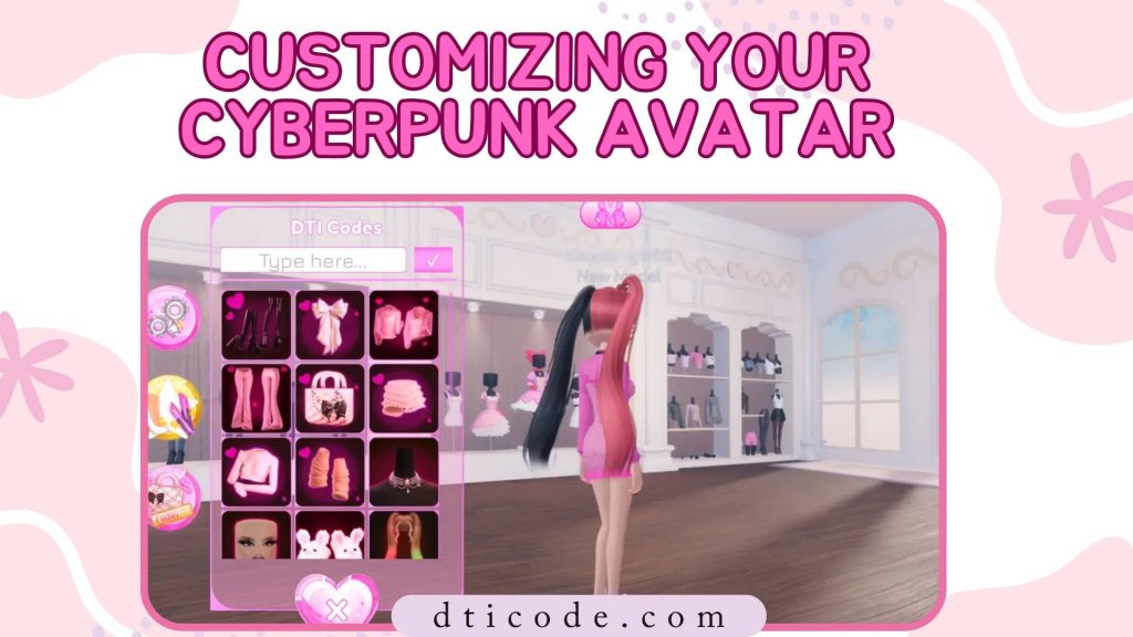 creating and customizing Cyberpunk DTI (No VIP) Style in Dress to Impress Roblox