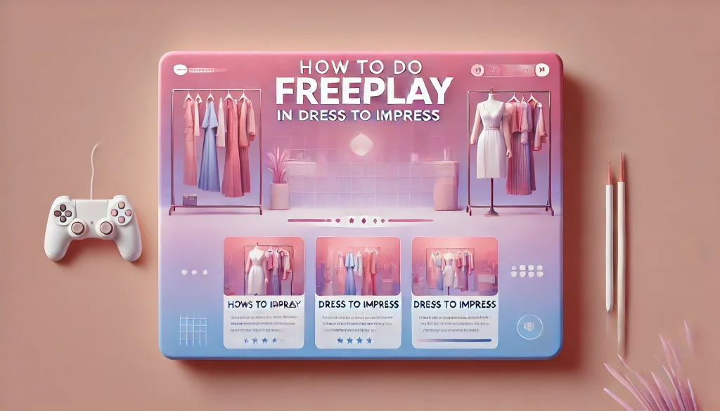 How to Do Freeplay in DTI (Dress to Impress)' prominently displayed. The background is a gradient pastel color b