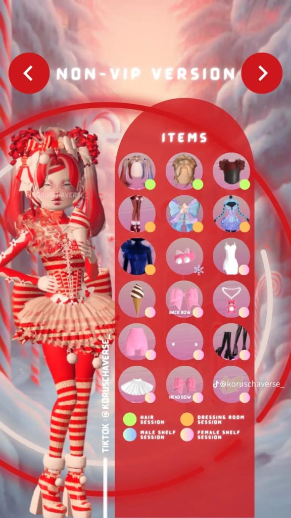 Candycane Theme Dresses with items used non vip version