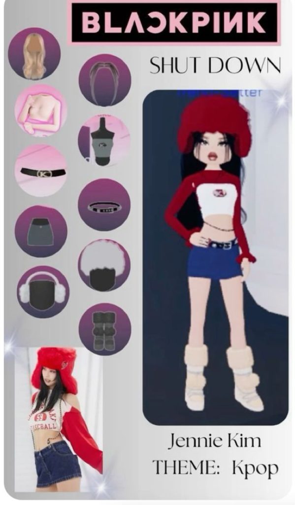 red cap k pop dress